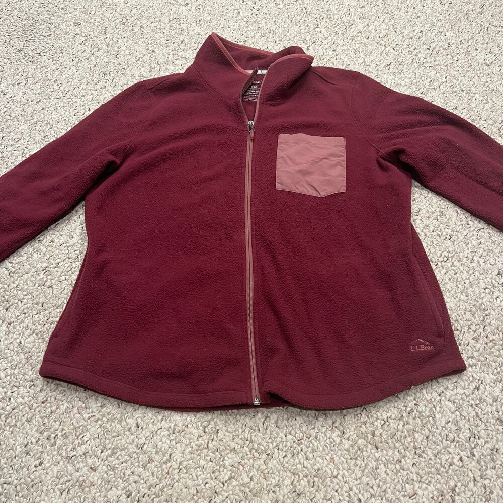 LL Bean Trail Fleece Full Zip Jacket Sz XL Women's Burgundy Outdoor Active